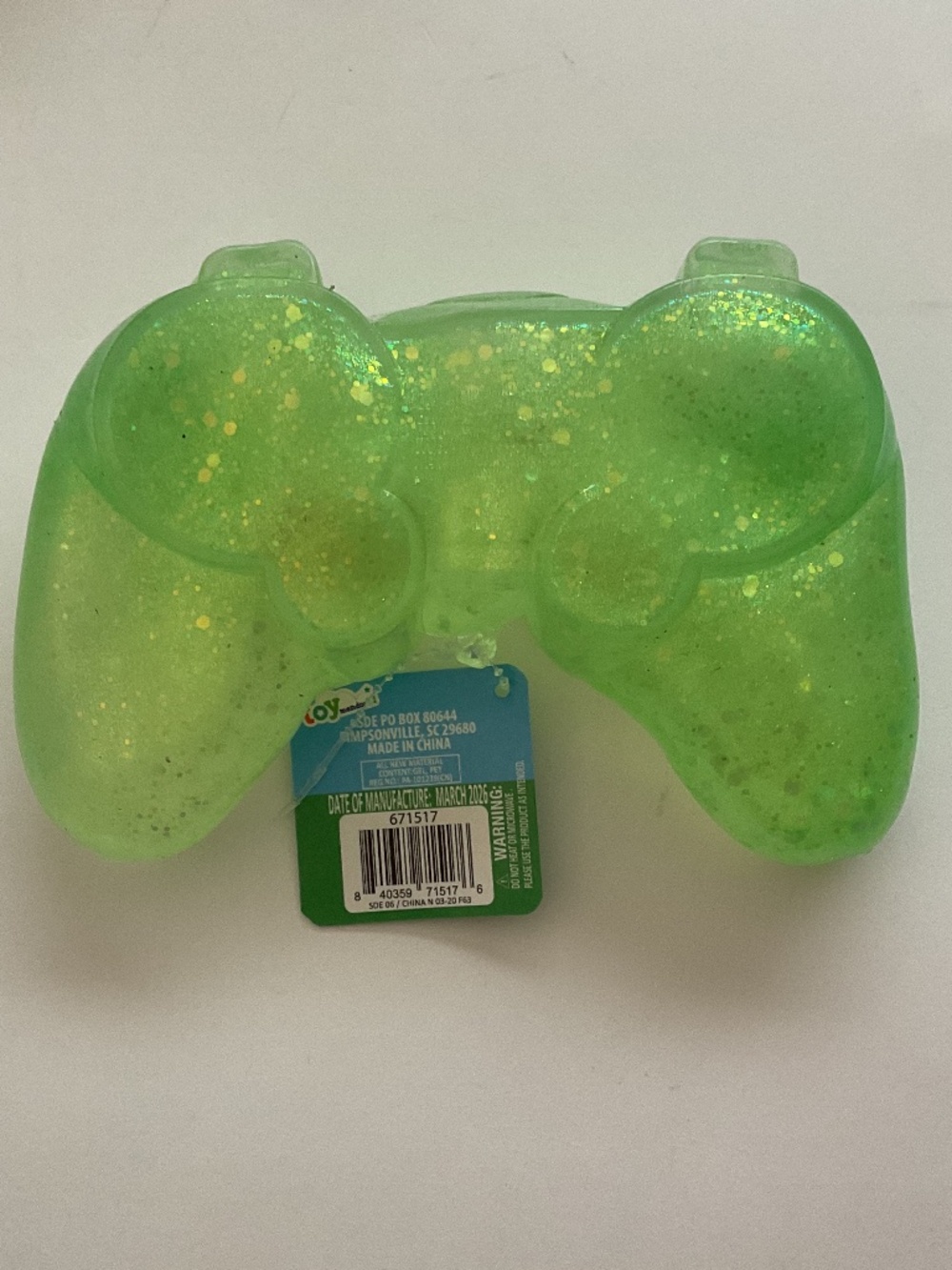 New Sunny Days Squeezy Green Sparkle Oversized Game Controller Stress Toy - Picture 3 of 5